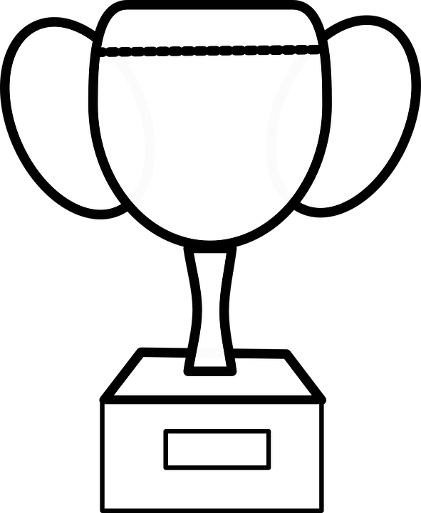 Trophy Cup Outline Award Winner Victory Victor - Prize Black And White (591x720)