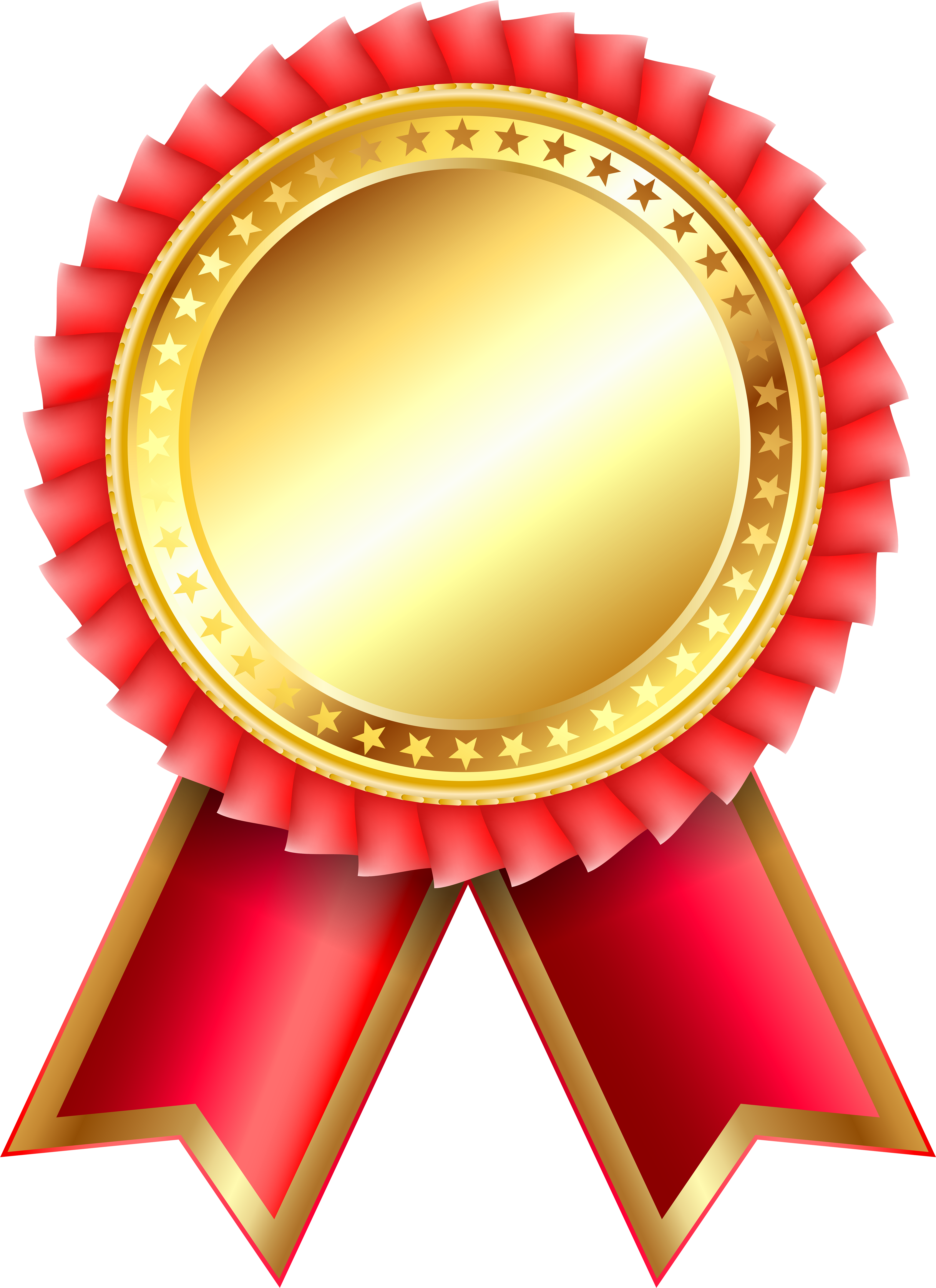 Red Award Rosette Png Clipar Image - Gold Medal Ribbon Png (4363x6000)