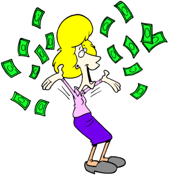 Lottery - Clipart - Throwing Money In The Air (350x363)