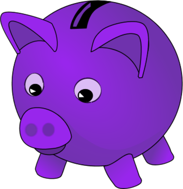 Piggy Bank Vector Clip Art Clipart - Blue Piggy Bank Clipart (600x617)