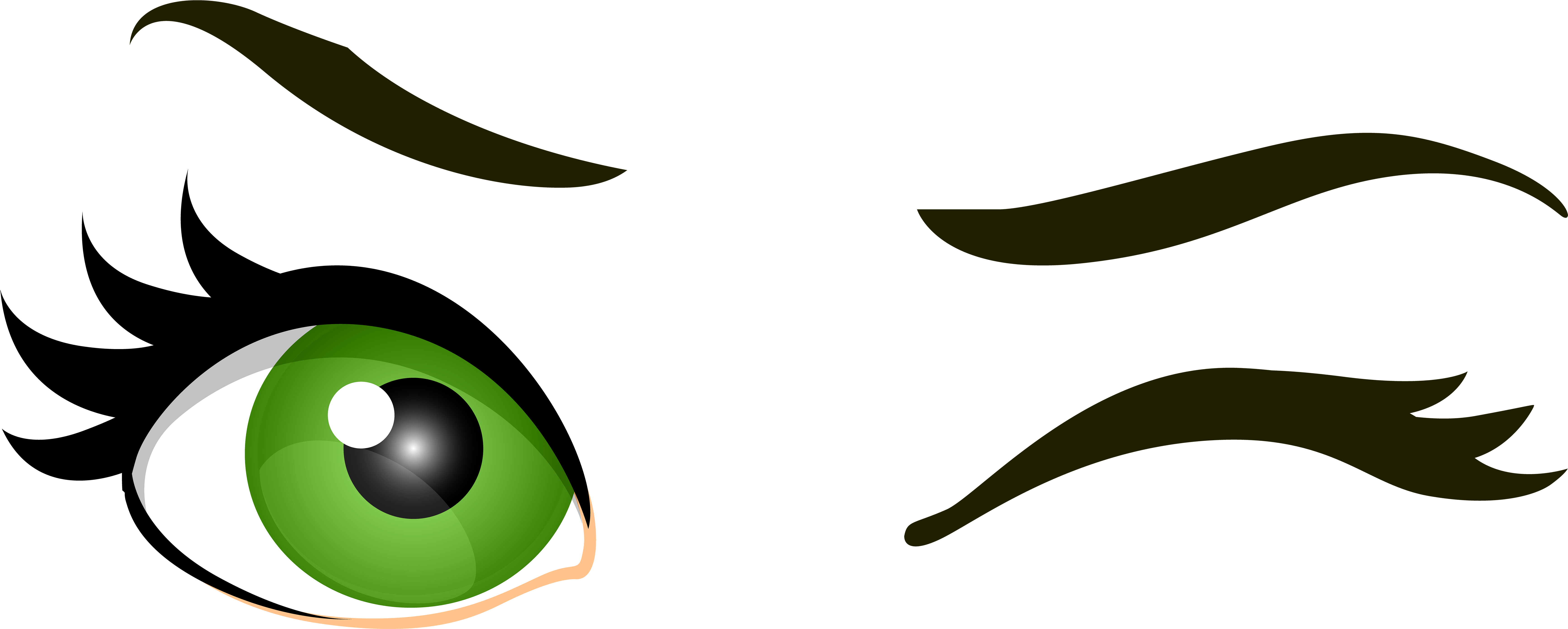 Green Winking Eyes Png Clip Art - Eyes Clip Art (7000x2809)