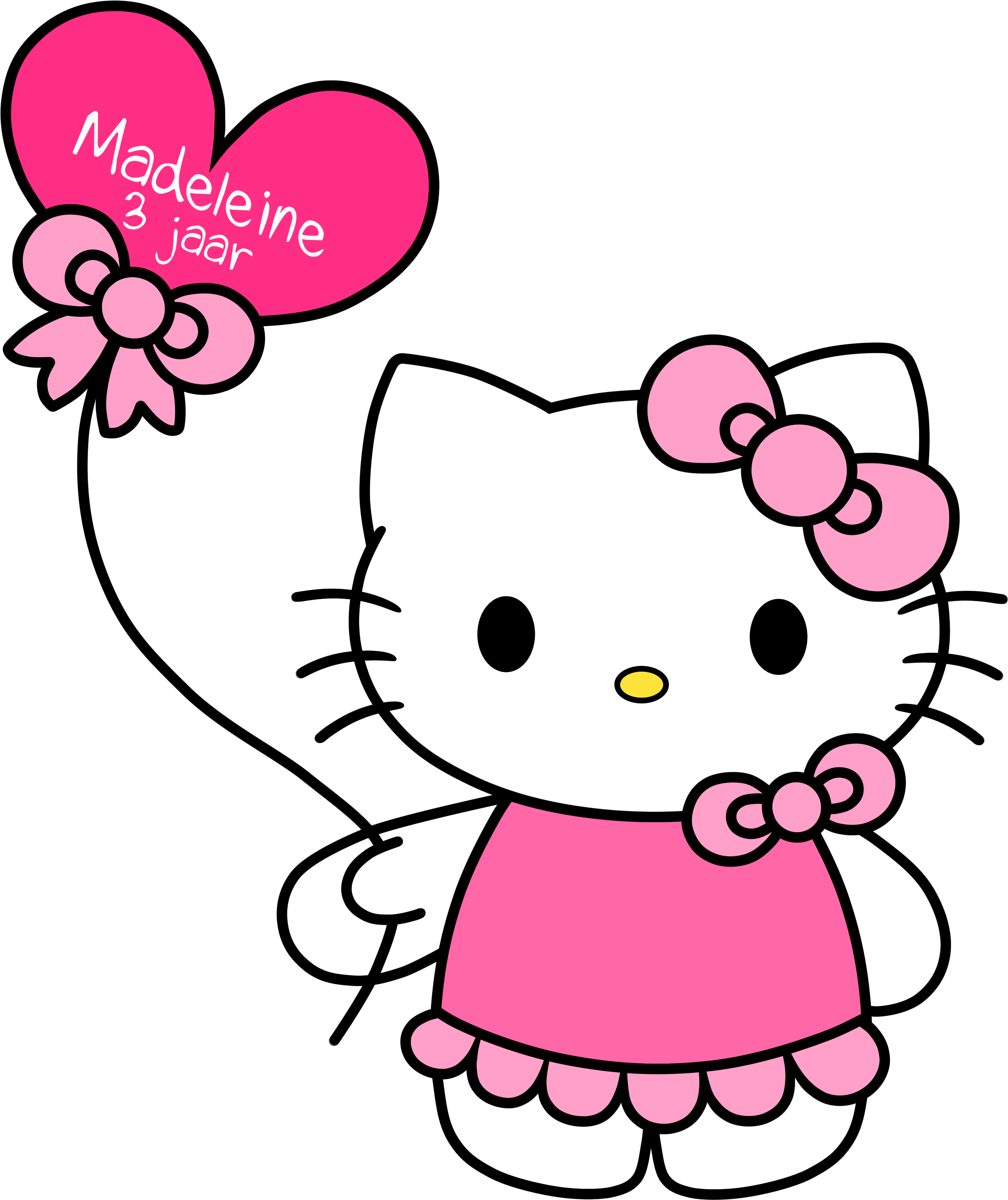 Hello Kitty Free Download Clip Art On Clipart - Hello Kitty With Balloons Png (3046x3412)