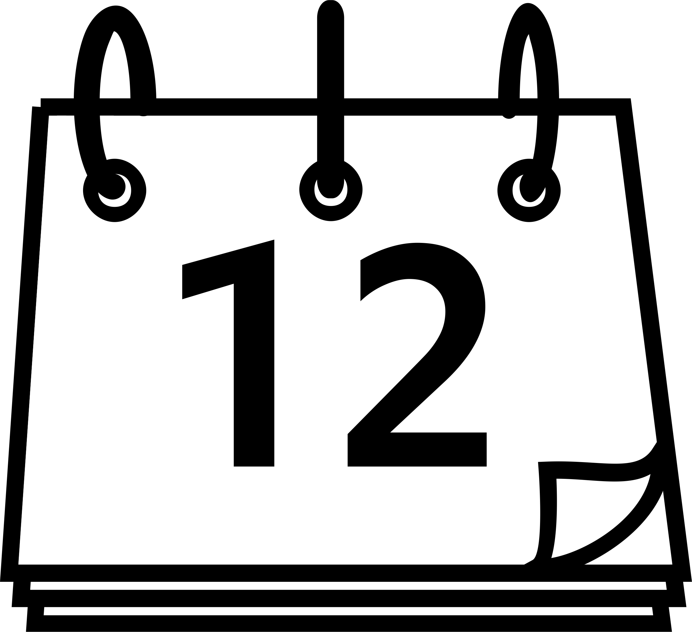 Office Calendar Clipart - Calendar Black And White (2400x2191)