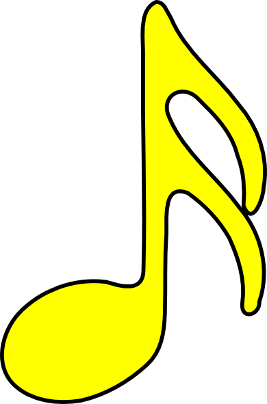 Sixteenth - Note - Clip - Art - Yellow Musical Notes Transparent (390x591)