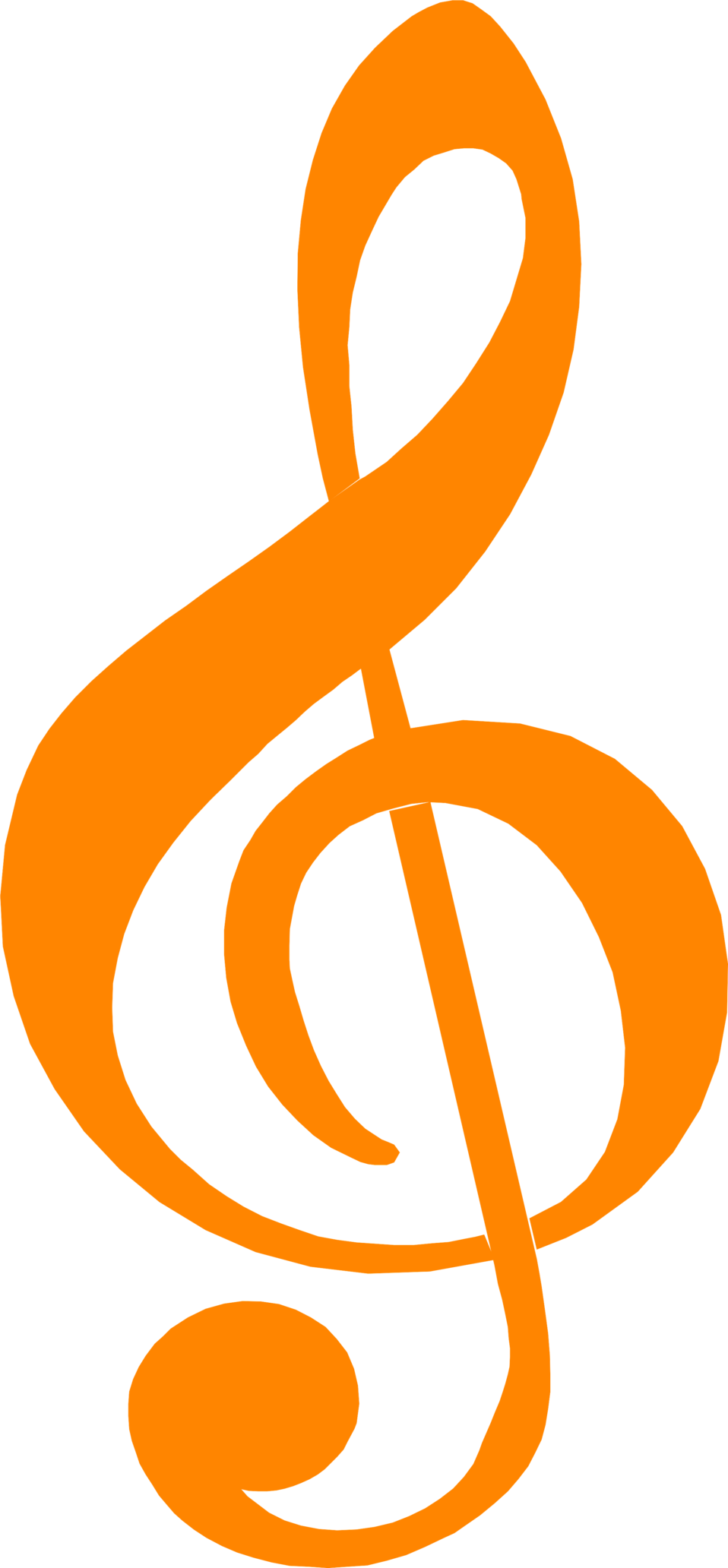 Treble Clef Free Stock Photo Illustration Of An Orange - Clip Art Free Music Symbols (958x2064)