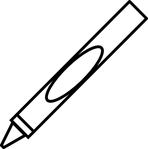 Crayon Clip Art - Crayon Clipart Black And White (594x596)