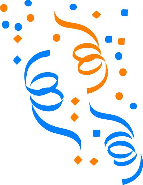 Single Streamers And Confetti Clipart - Blue And Orange Confetti (462x597)