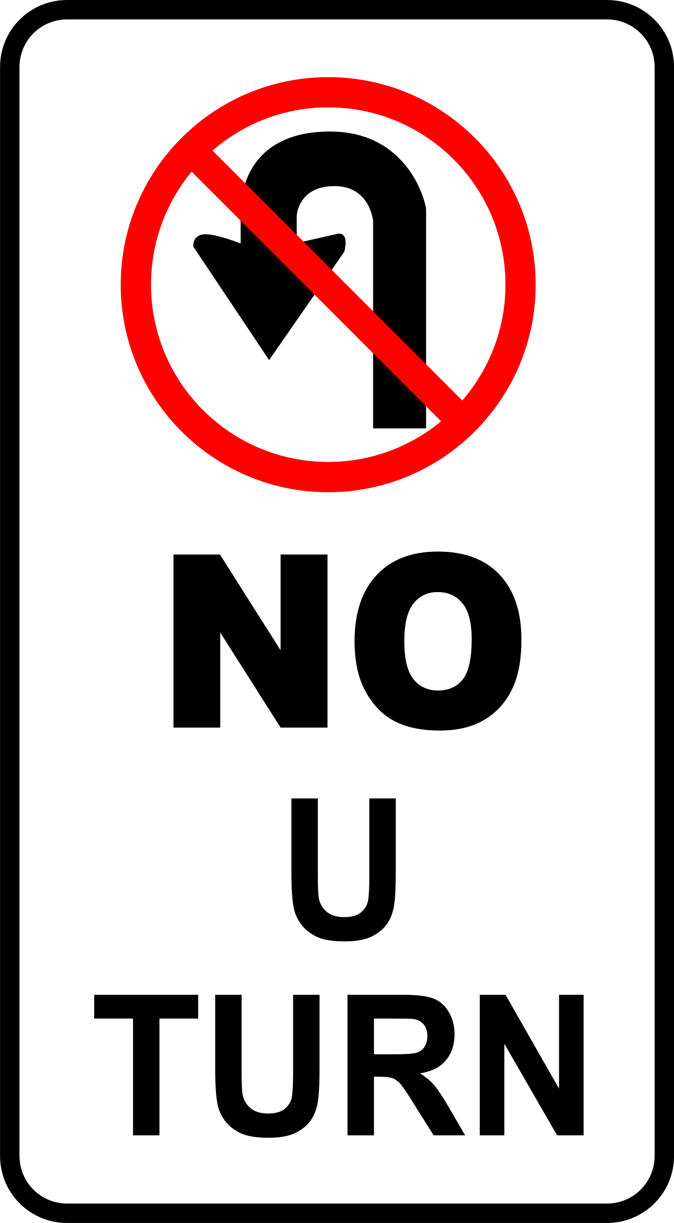 Free Vector Leomarc Sign No U Turn Clip Art - No U Turn Sign (1323x2400)