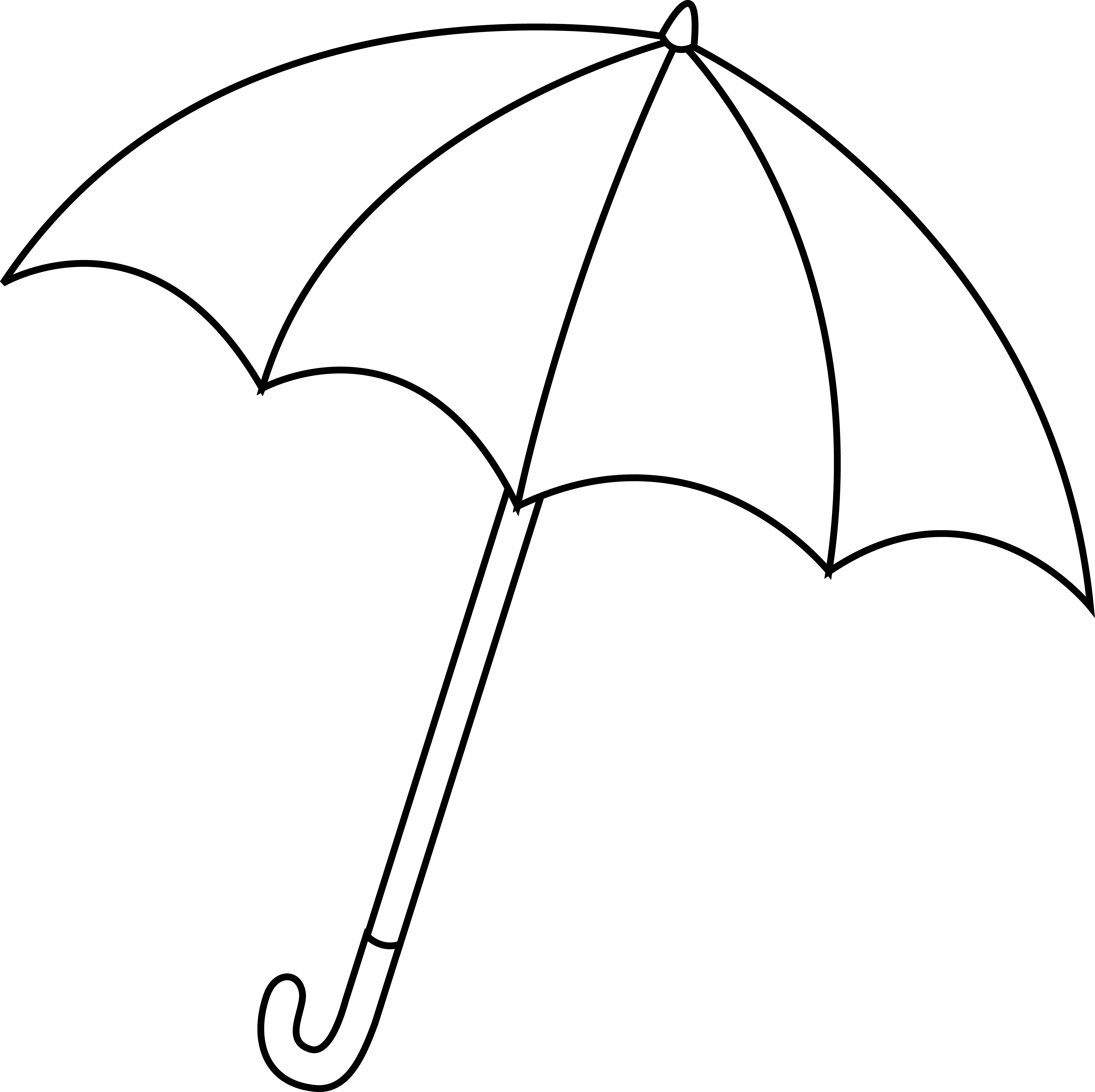 Umbrella Outline Clipart Images Pictures - White Umbrella Black Background (6666x6647)