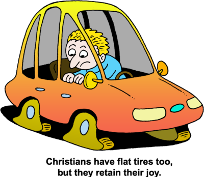 Flat Tires - Cartoon Car Flat Tire (400x348)