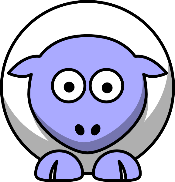 Sheep Looking Straight White With Periwinkle Face And - Cartoon Sheep (576x600)