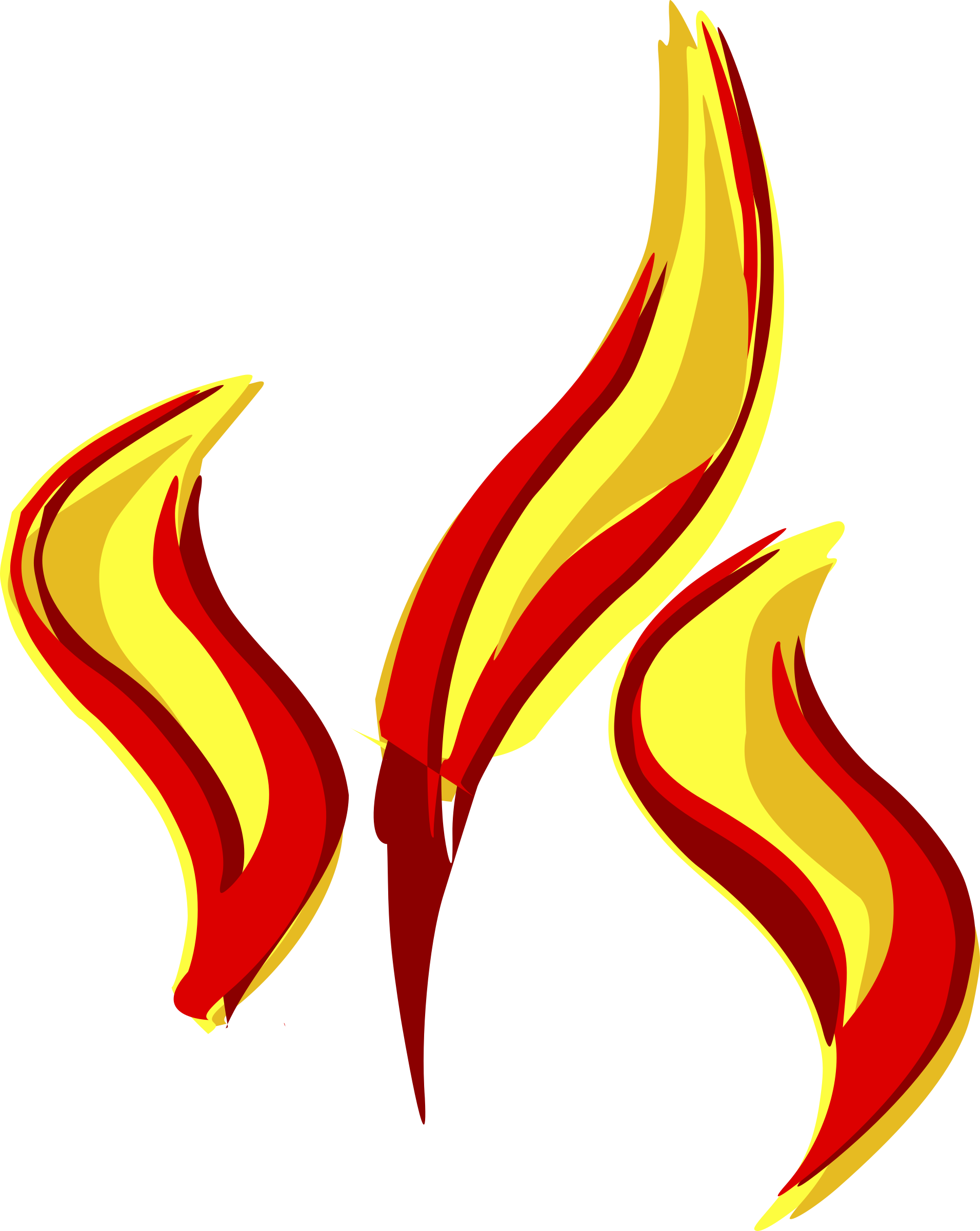 Flame Clipart Cute - Cartoon Flames Transparent (1911x2400)