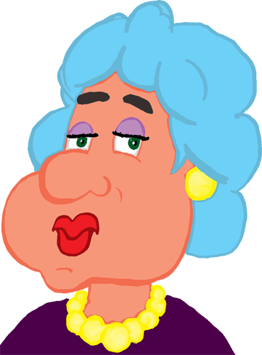 Old Lady In Pearls - Old Cartoon Png (369x500)