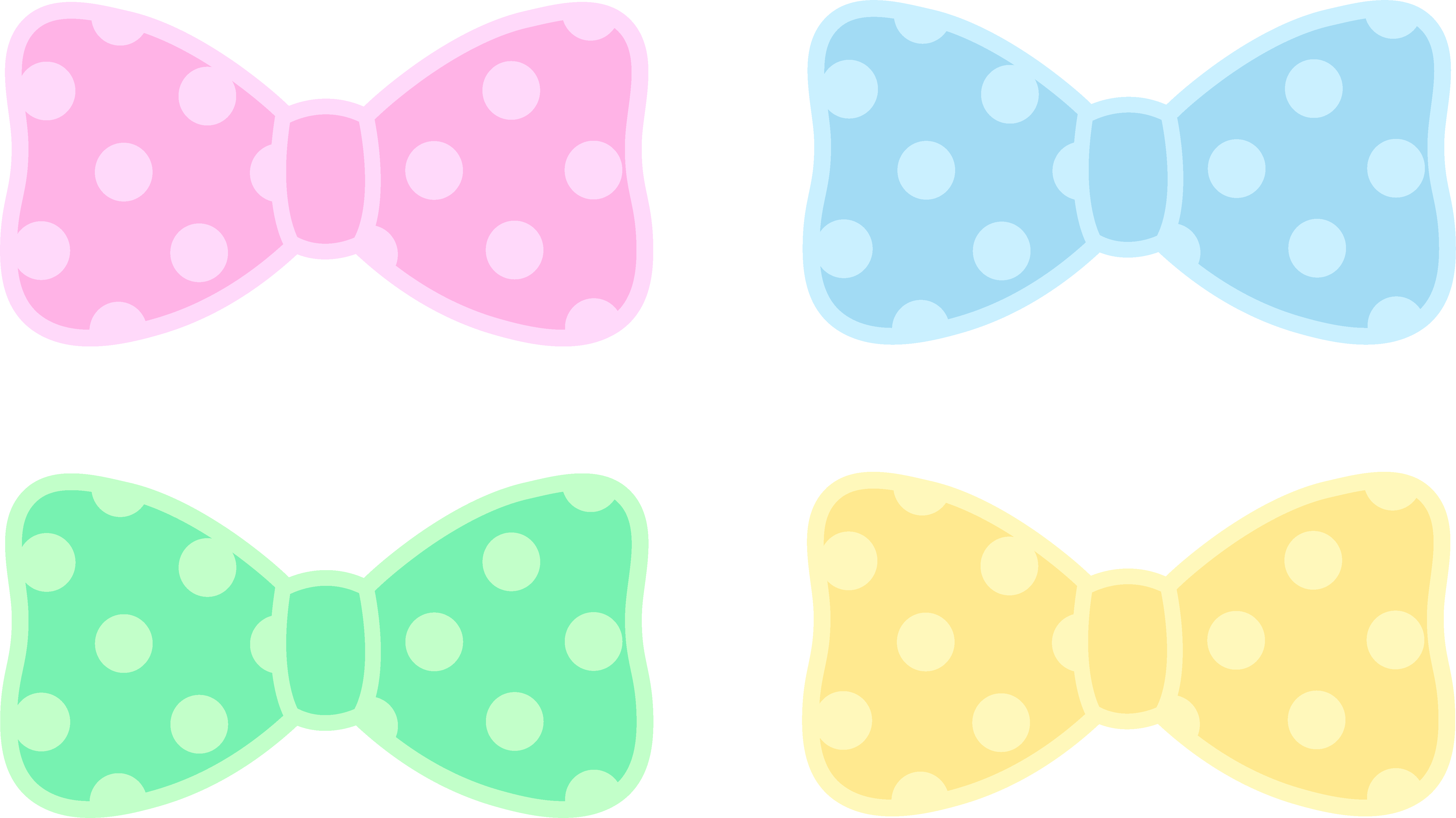 Cute Polka Dot Pastel Bows - Polka Dot Bow Clipart (5372x3020)