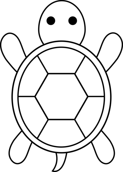 Clip Art Of Turtle Outline Cute Colorable Free - Wharf House Restaurant (394x550)