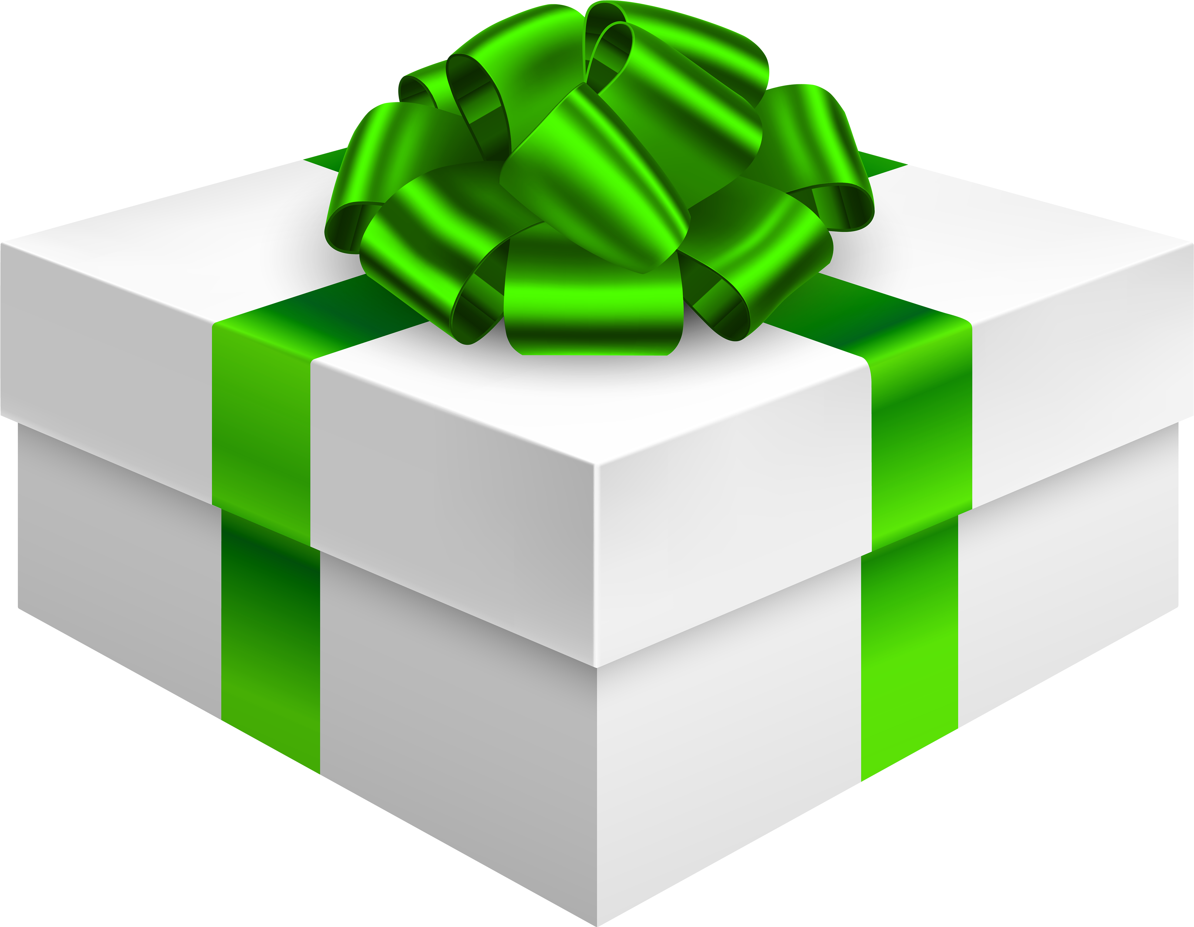 Gift Box With Bow In Green Png Clipart - Gift Box Transparent Green (4000x3107)