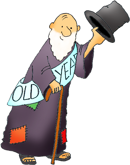 Old Year Saying Godbye - New Years Eve Clipart Free (450x579)