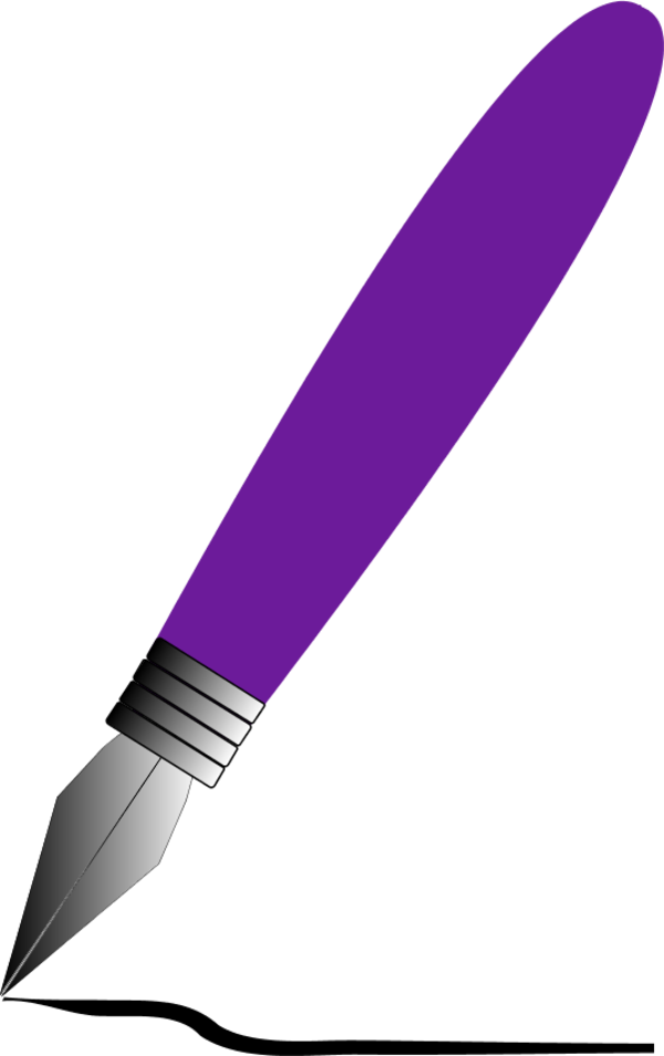 Feather Pen Clip Art - Purple Pen Clipart (600x954)