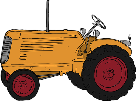 Tractor Farming Agriculture Orange Isolate - Animated Tractor (456x340)
