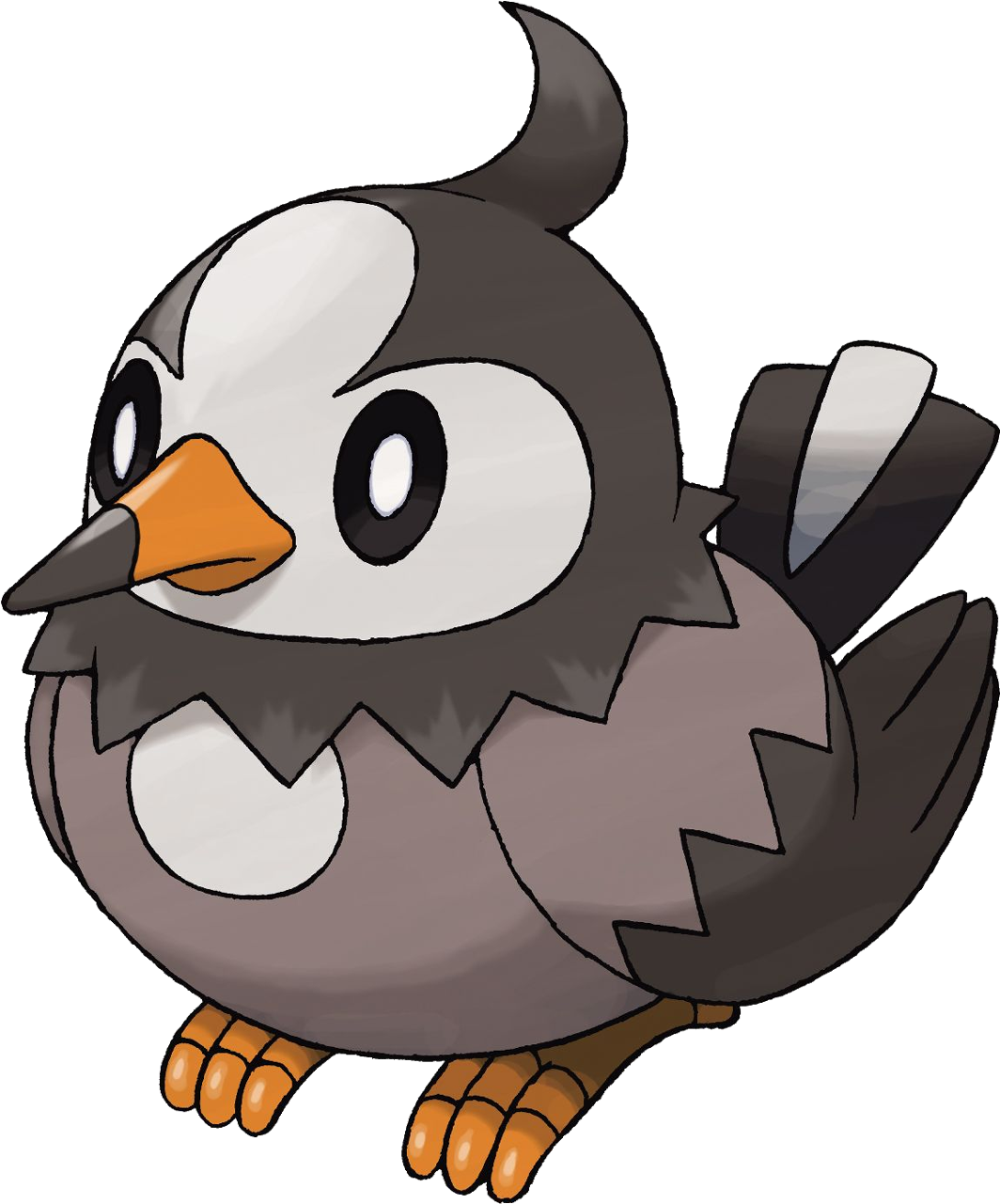 396starly - Black And White Bird Pokemon (1280x1280)