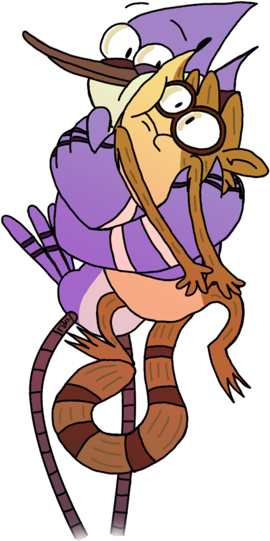 Dude Hugs By Brogirl62 - Mordecai And Rigby Hugging (691x1157)