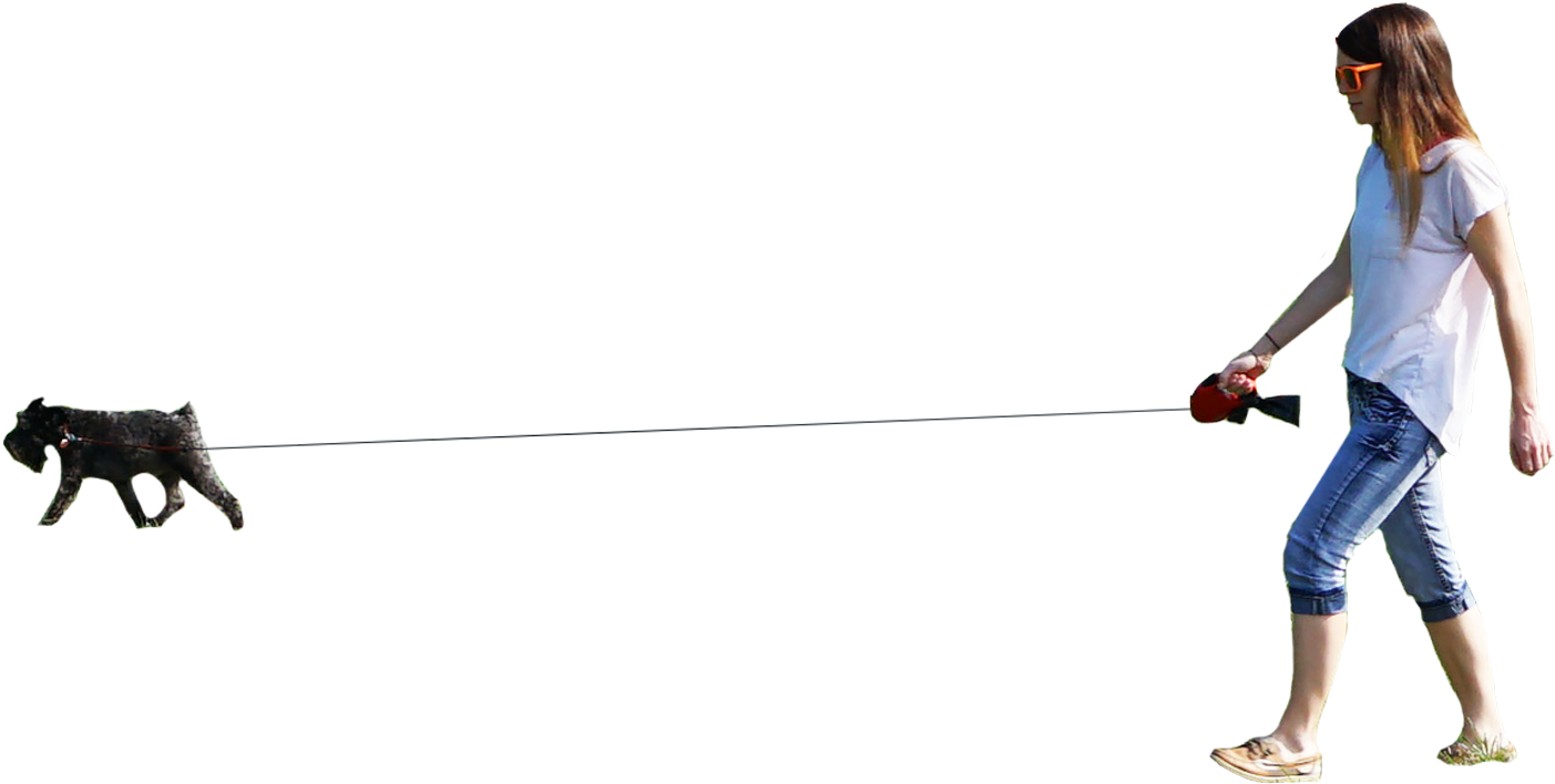 Woman Dog Walking - Cut Out People Park (1487x800)