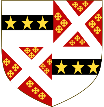 1st & 4th, Argent, On A Fess Sable, Three Mullets Or - Emblem (360x370)