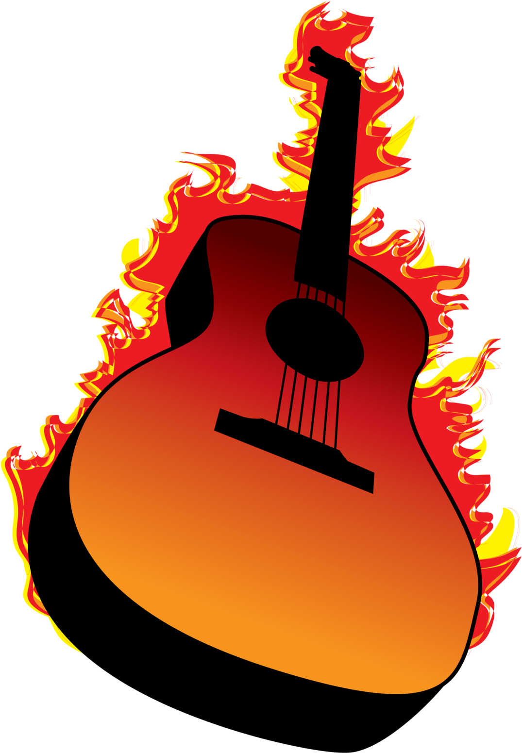 Burning Guitar - Acoustic Guitar (1400x1604)