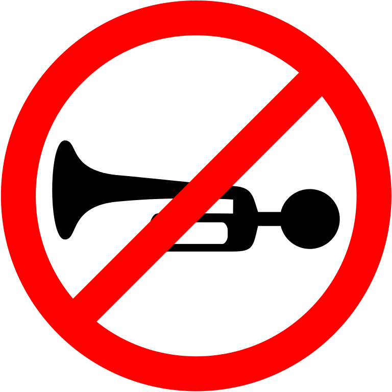 Horn Prohibited Sign - No Cycling Road Sign (768x768)