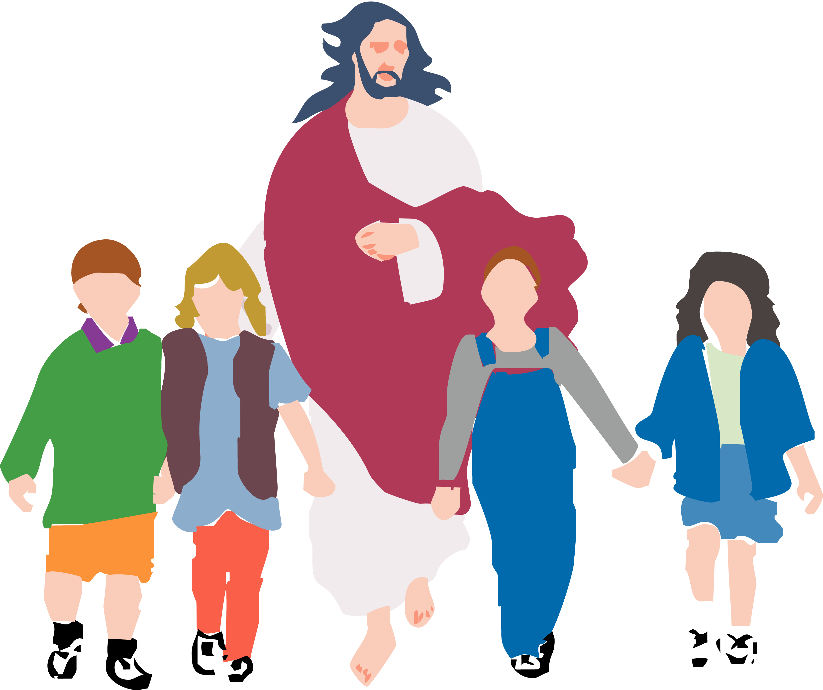 Child Walking With Jesus Clipart - Walk With Jesus Clipart (3300x2767)