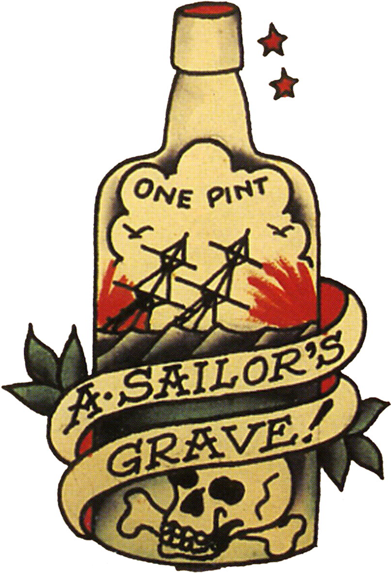 Sailor Jerry, Vintage, Tattoo, Aloha, A Sailors Ruin, - Sailor Jerry Bottle Tattoo (900x1216)