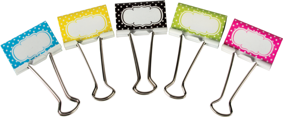 Tcr20667 Fill-in Polka Dots Large Binder Clips Image - Binder Clip (900x900)