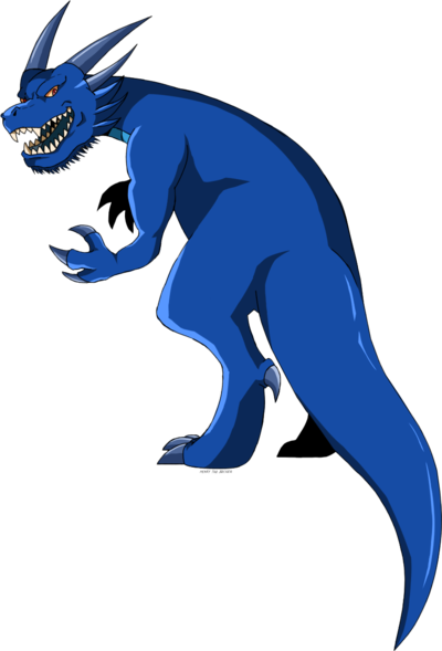 Blue Dinosaur By Henry The Archer - Hero Fighter (400x589)
