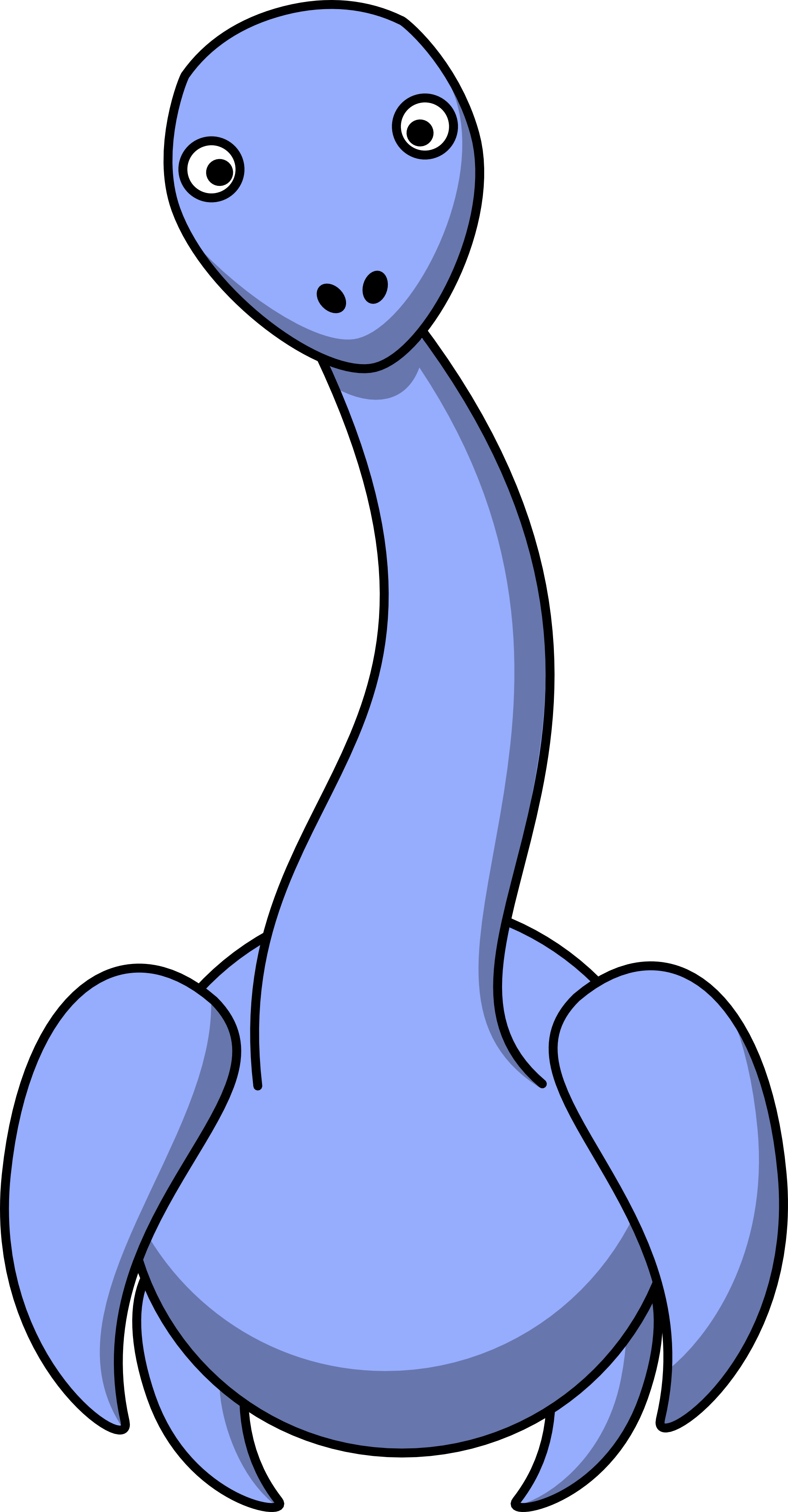 Blue Cartoon Dinosaur Clipart - Loch Ness Monster Cartoon Png (1979x3799)