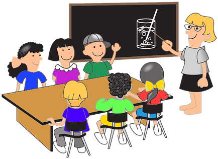 Blackboard Boys Chalkboard Children Classr - Students At Desks Clipart (445x340)