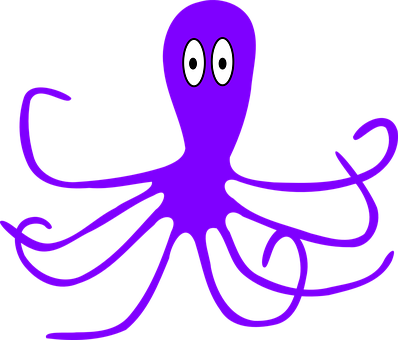 Octopus Purple Eight Eyes Cartoon Marine A - Facts About Octopus For Preschoolers (398x340)