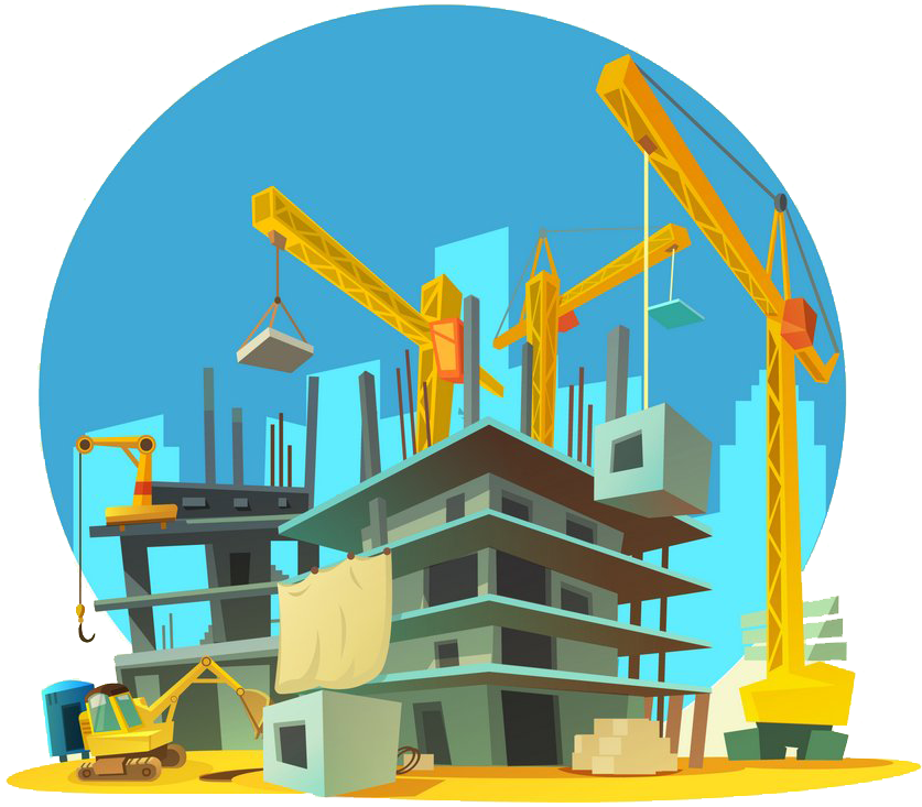 Architectural Engineering Cartoon Building Crane - Construction Site Cartoon (1000x1000)