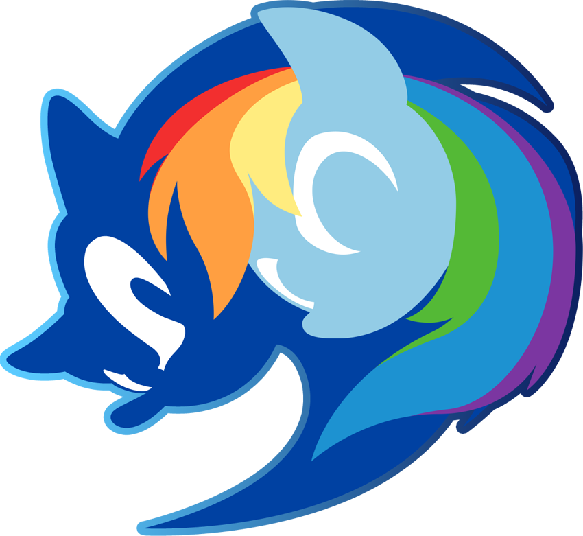 Fuzon-s, Crossover, Duo, Logo, Rainbow Dash, Safe, - Sonic The Hedgehog Symbol (850x781)
