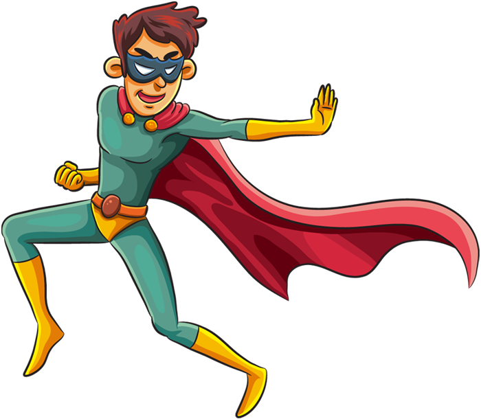 Cartoon Superhero With A Mask In Fighting Pose 1designshop - Superhero With A Mask (700x610)