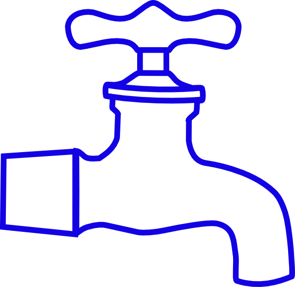 Faucet Clip Art At Clker - Water Tap Image Black And White (600x583)