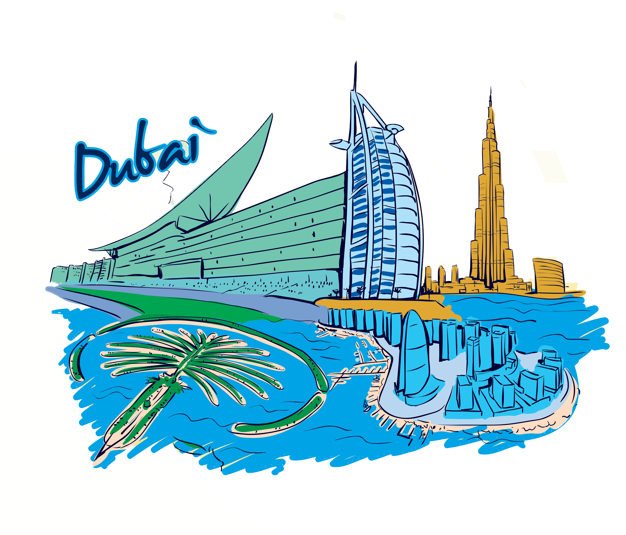 Murdoch University Dubai Clip Art - Palm Island Dubai Cartoon (2362x2362)