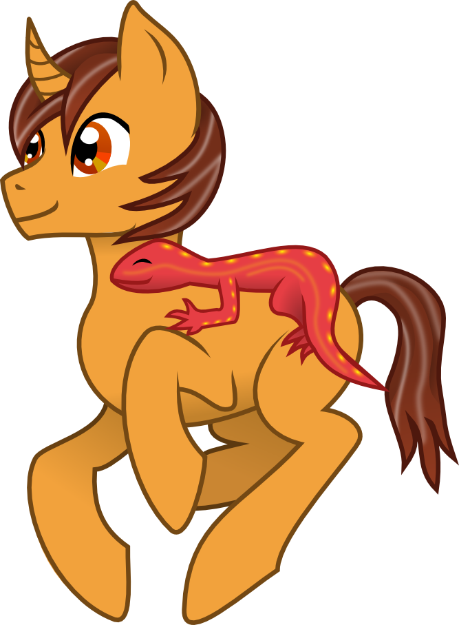 Sketchy Brush, Brown Eyes, Brown Mane, Lizard, Male, - Cartoon (667x907)