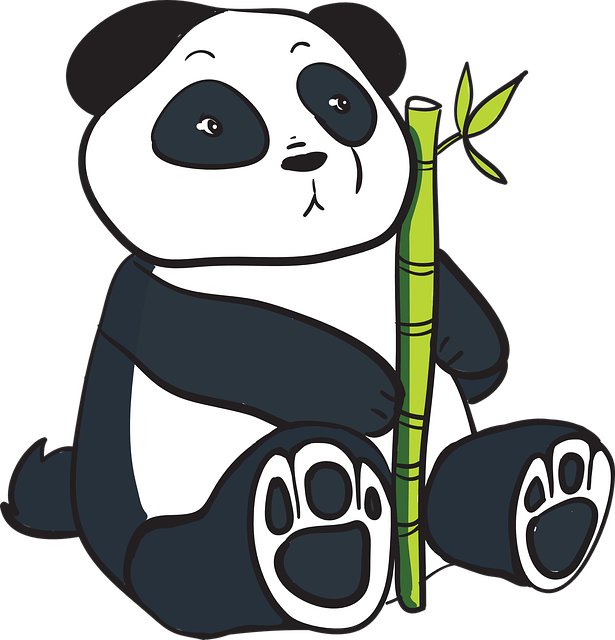 Panda-1010650 640 - Cartoon Panda Holding Bamboo (615x640)
