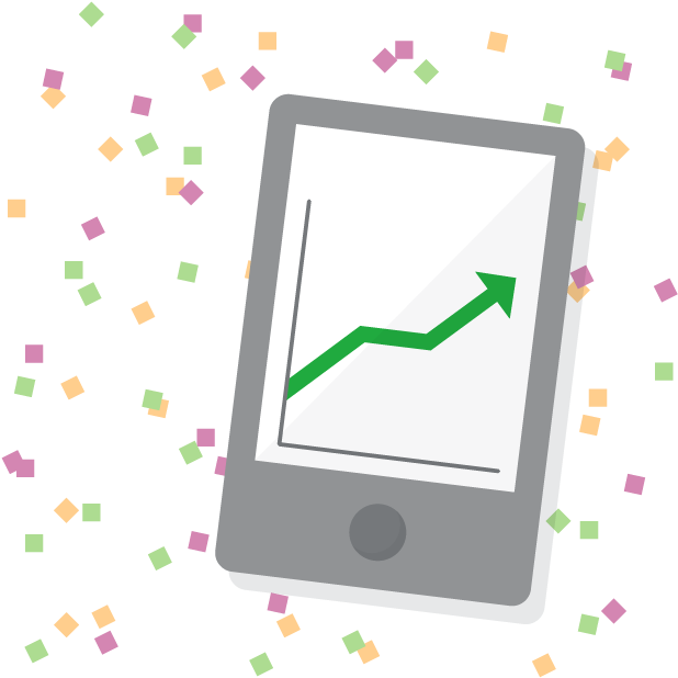 Ipad Displaying Line Graph With New Year's Confetti - New Year's Resolution (625x626)