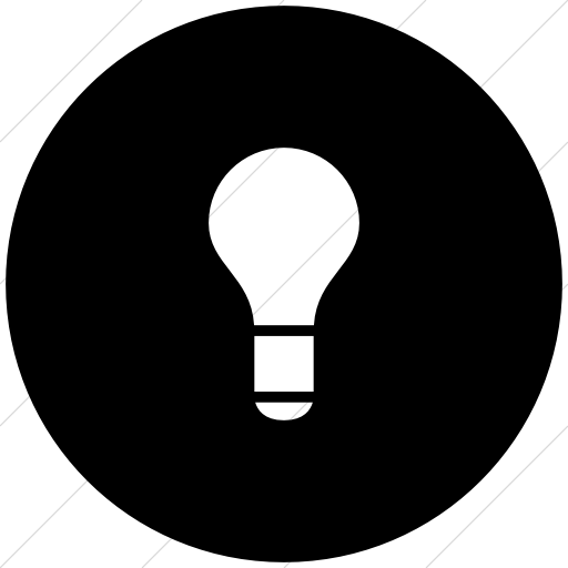 Pin Light Bulb Clipart Black And White - Light Bulb Icon Circle (512x512)