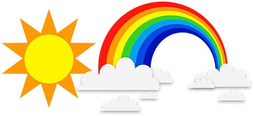 Sun And Rainbow - Rainbow Clouds Background Png (526x248)