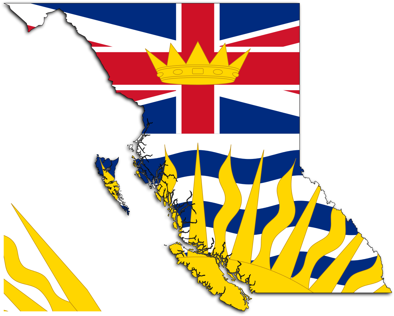 Flag-map Of British Columbia - British Columbia Provincial Flag (1280x1024)