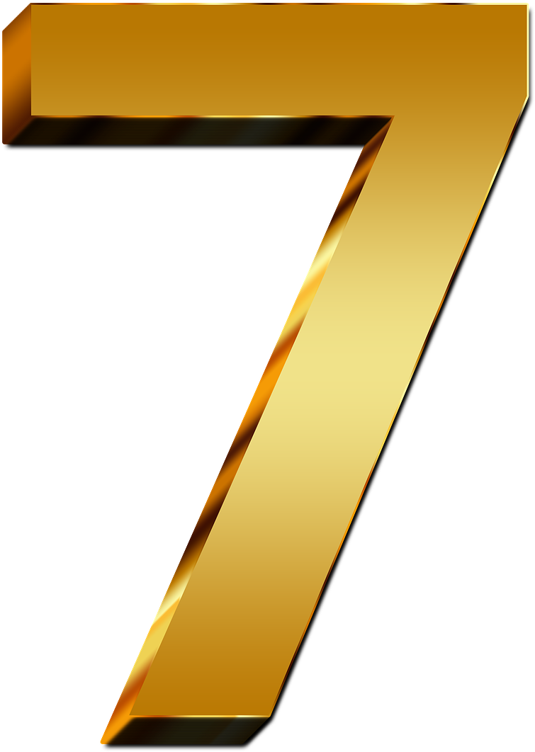 Pay Gold Seven Number Digit 3d Png Image - Transparent Background Number 7 (1280x1280)