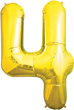 Number Balloon 4 Gold 36" - 34" Northstar Brand Packaged Number 4 - Gold - Mylar (1000x666)