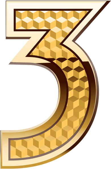 Gold Number Three Png Clip Art Image - Clip Art (396x600)